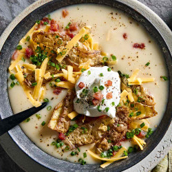 Loaded Baked Potato And Leek Soup