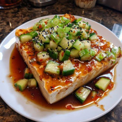 Spicy Cold Tofu with Cucumber &amp; Scallions (Vegan)