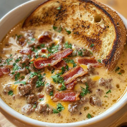 One-pot Philly Cheesesteak Soup With Bacon And Cheesy Toast