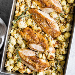 Sheet Pan Parmesan Roasted Cauliflower And Chicken