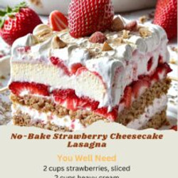 No-bake Strawberry Cheesecake Lasagna