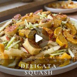 Delicata Squash, Broccoli And Apple Salad With Halloumi And Maple Dijon Vinaigrette
