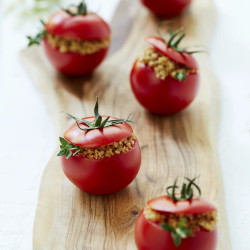 Barley Stuffed Tomato With Caramelized Vegetables