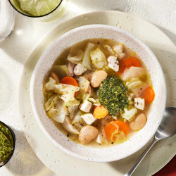 Chicken &amp; Cabbage Soup With Pesto