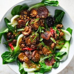 Glazed Shittake with

 Bok Choy