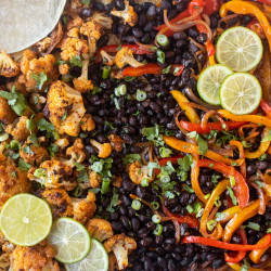 Roasted Cauliflower &amp; Black Bean Sheet Pan Fajitas