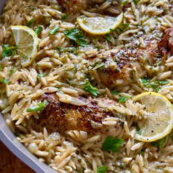 One Pan Chicken And Zucchini Orzo