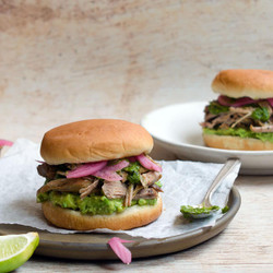 Slow Roasted Pork Sandwich w/ Aji Cilantro Sauce