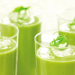 Chilled Avocado Soup With Roasted Poblano Cream