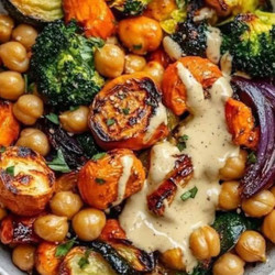 Roasted Veggie &amp; Chickpea Bowls