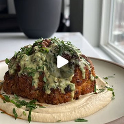 Whole Roasted Cauliflower With Creamy Scallion Date Dressing