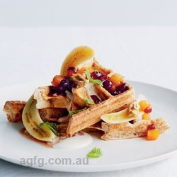 Banana Wholemeal Waffles With Dried Apricot And Cranberry Sauce - Chef Recipe By Kim Brennan