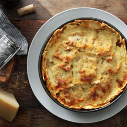 Cheesy Ravioli And Sausage Pie