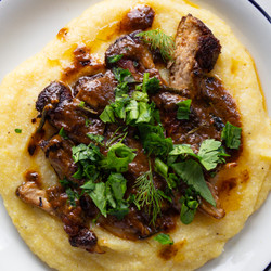 Lions Mane Mushroom Steaks On Polenta