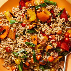 Tomato And Charred Pepper Farro Salad