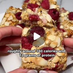 White Chocolate Almond &amp; Raspberry Protein Squares