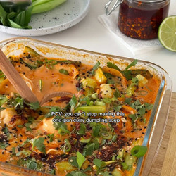 One-tray Red Curry Dumpling Soup