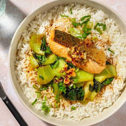 salmon fillet in sweet and spicy ginger sauce