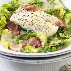Cod With Bacon, Lettuce &amp; Peas