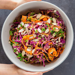 Red Cabbage Slaw With Tangy Carrot And Ginger Dressing