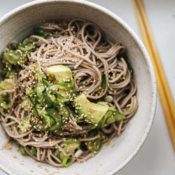 Hetty Chilled Soba Noodle Salad With Marinated Cucumbers, Sesame And Avocado