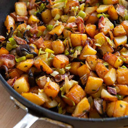 Leek, Bacon And Mushroom Potato Hash