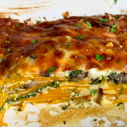 Invisible Butternut Squash, Spinach + Mushroom Lasagna