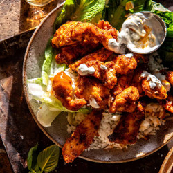 Sheet Pan Buffalo Ranch Chicken With Greek Yogurt Ranch
