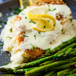 Panko Crusted Chicken With Lemon Cream Sauce