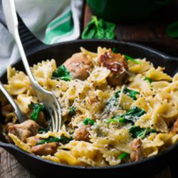 Spinach Zucchini And Kielbasa Pasta