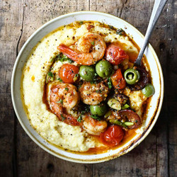 Cheese Polenta With Chorizo And Shrimp
