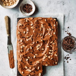 Chocolate Sheet Cake With Whipped Salted Caramel Ganache Frosting
