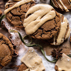 Soft Gingerbread Latte Cookies With Brown Butter Icing