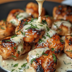 Grilled Chicken Bites With Creamy Garlic Sauce