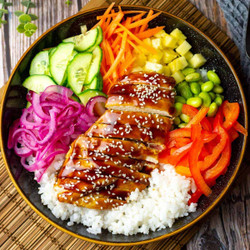 Teriyaki Chicken Poke Bowls