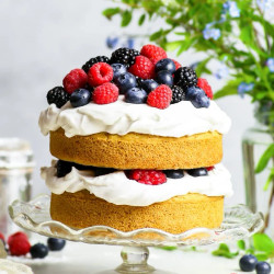 Gluten Free Vegan Vanilla Cake With Summer Berries