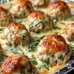 Southern Style Baked Chicken Ricotta Meatballs With Spinach Alfredo Sauce