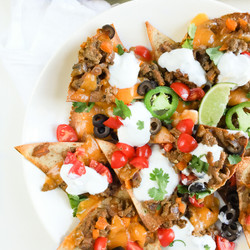 Loaded Healthy Nachos With Beef And Homemade Tortilla Chips