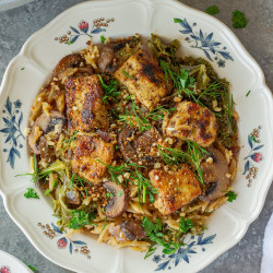Creamy Skillet Dijon Orzo And Tofu
