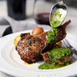 Lamb Chops With Cilantro And Mint Sauce