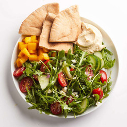 Cucumber, Tomato &amp; Arugula Salad With Hummus