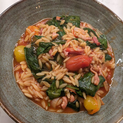 Tomato orzo with chorizo