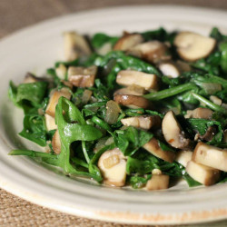 Wilted Arugula And Portobello Mushrooms