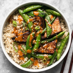 Soy Marinated Tofu Bowls With Spicy Peanut Sauce