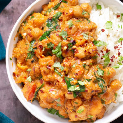 Baked Chickpea Sweet Potato Curry Vegan