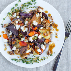 Roasted Root Vegetable Salad with Goat Cheese &amp; Walnuts