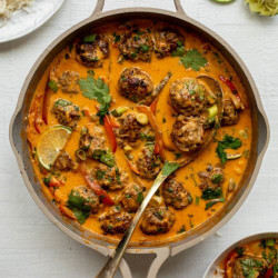 Red Curry Pork Meatballs with Beans