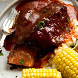 Slow Cooked Beef Ribs With Barbecue Sauce (beef Short Ribs)