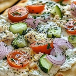Tzatziki Chicken &amp; Veggie Naan Pizza