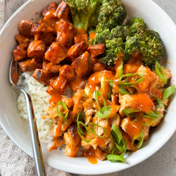 Buffalo Chicken Bowls With Roasted Sweet Potatoes And Broccoli
